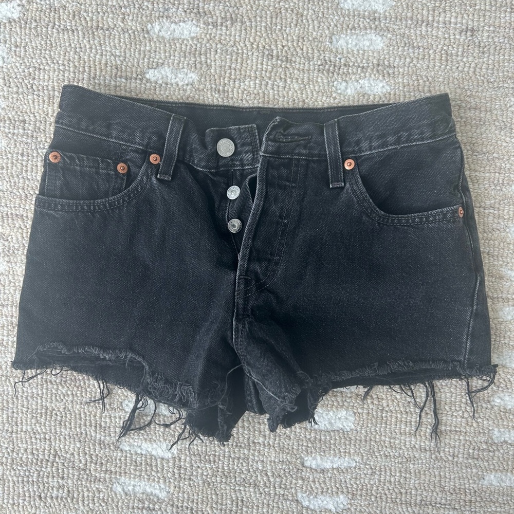 Levi’s 501 Original Black Denim Women's Shorts; size 25